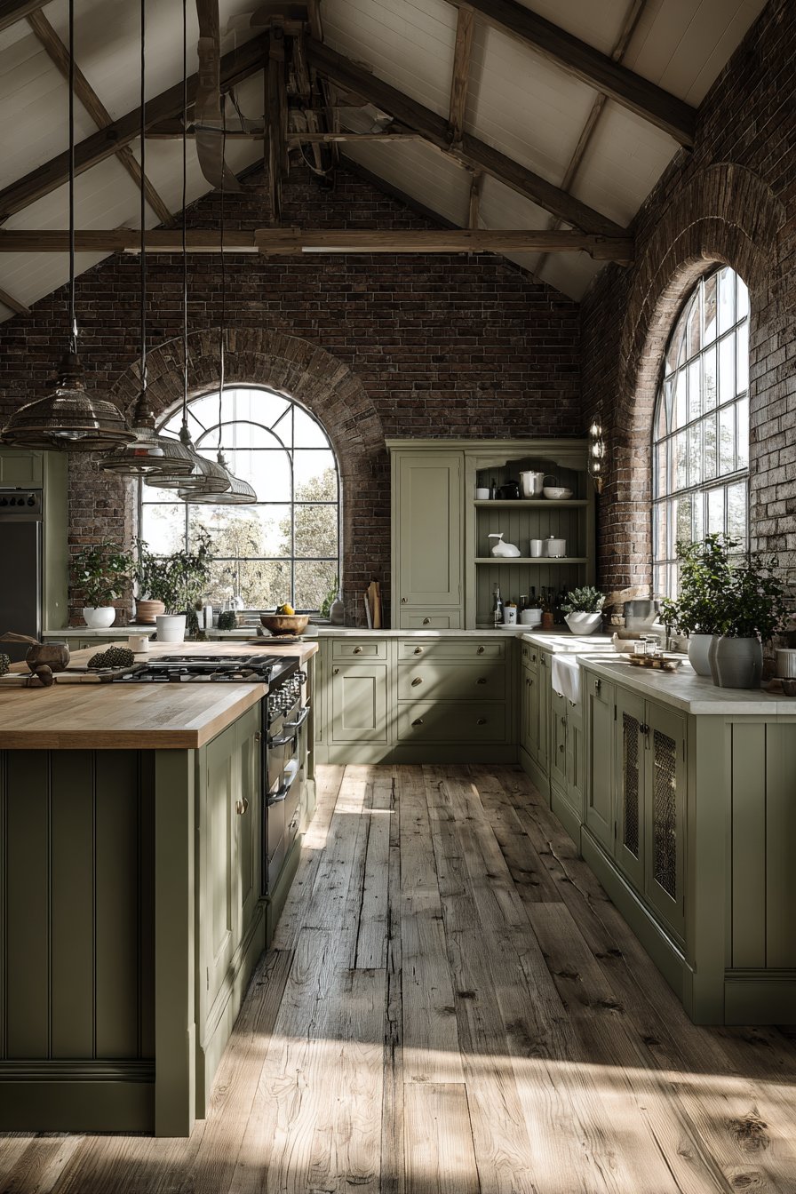 Lime-Washed Olive Exposed Brick