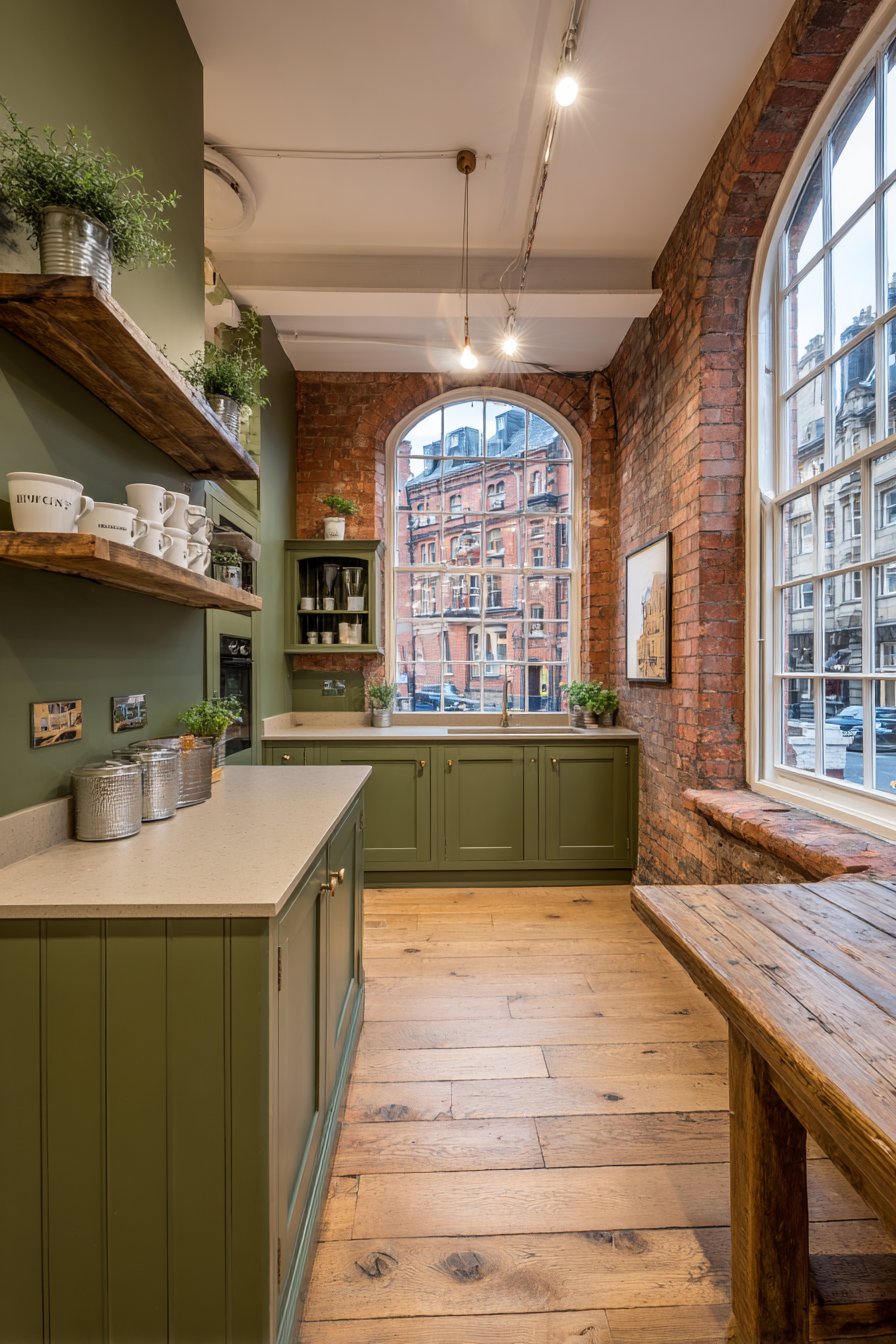 Lime-Washed Olive Exposed Brick