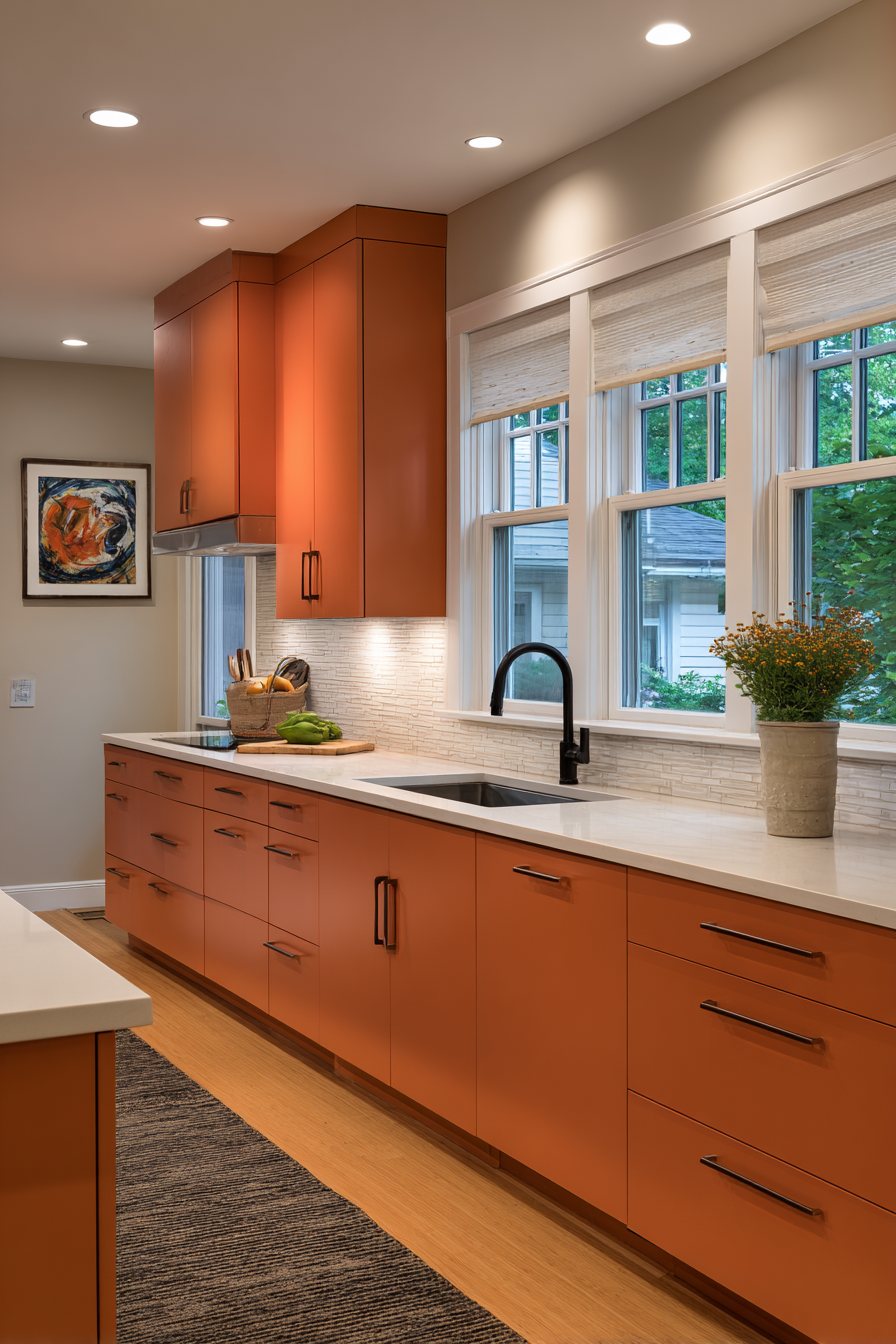 Minimalist Japanese Orange Kitchen