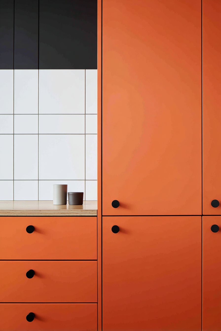 Minimalist Japanese Orange Kitchen