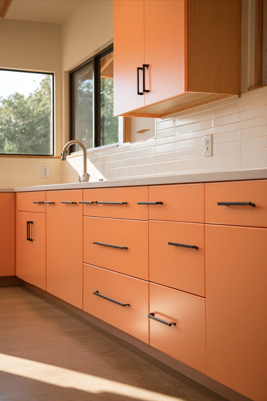 Minimalist Japanese Orange Kitchen