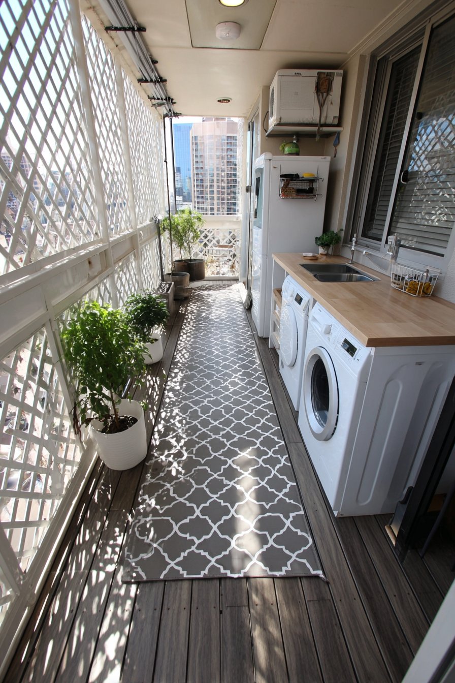 Compact Balcony Laundry Conversion