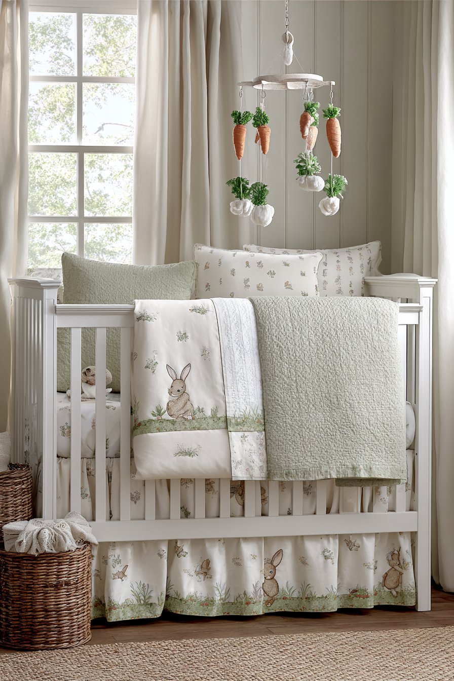 Layered Crib Bedding with Organic Textiles