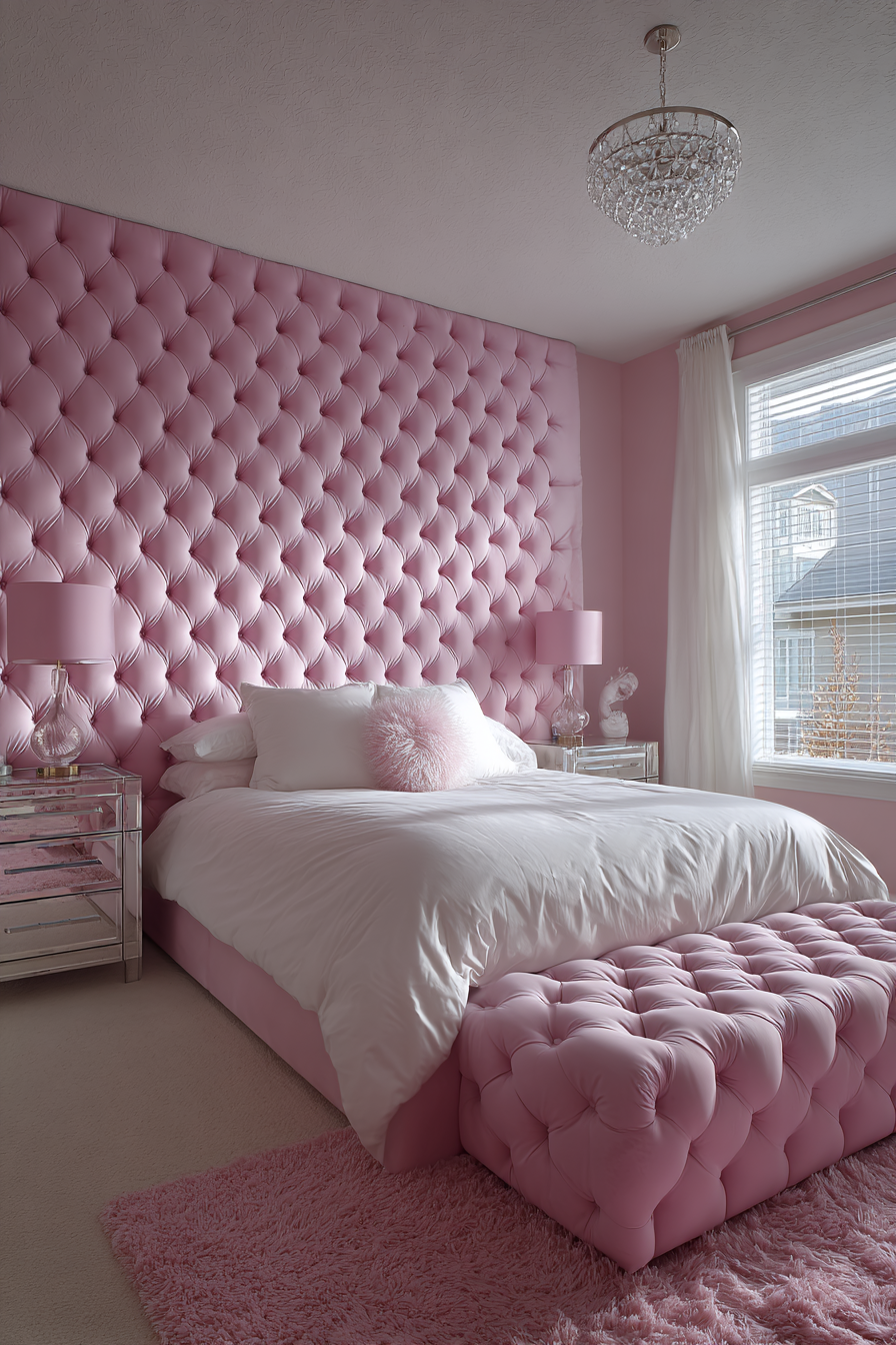 Glamorous Pink Tufted Wall Treatment