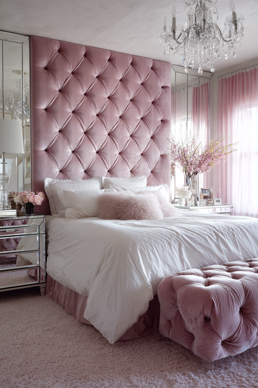 Glamorous Pink Tufted Wall Treatment