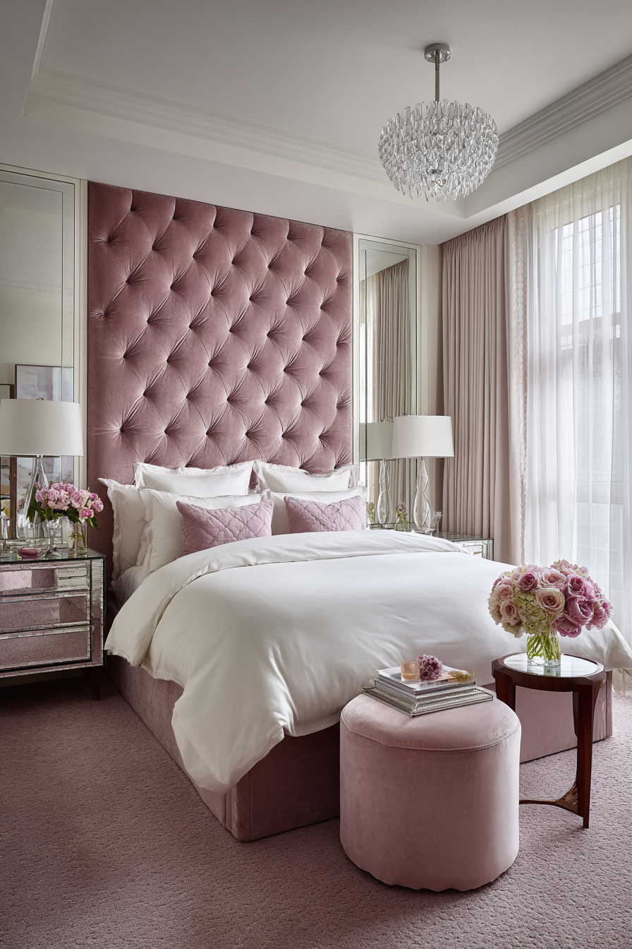 Glamorous Pink Tufted Wall Treatment