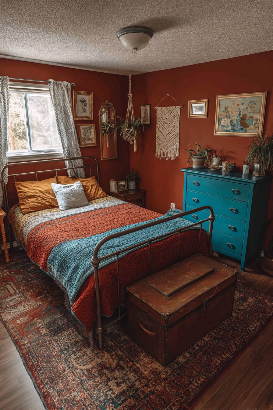 Vintage Eclectic Guest Room Celebrating Collected Treasures
