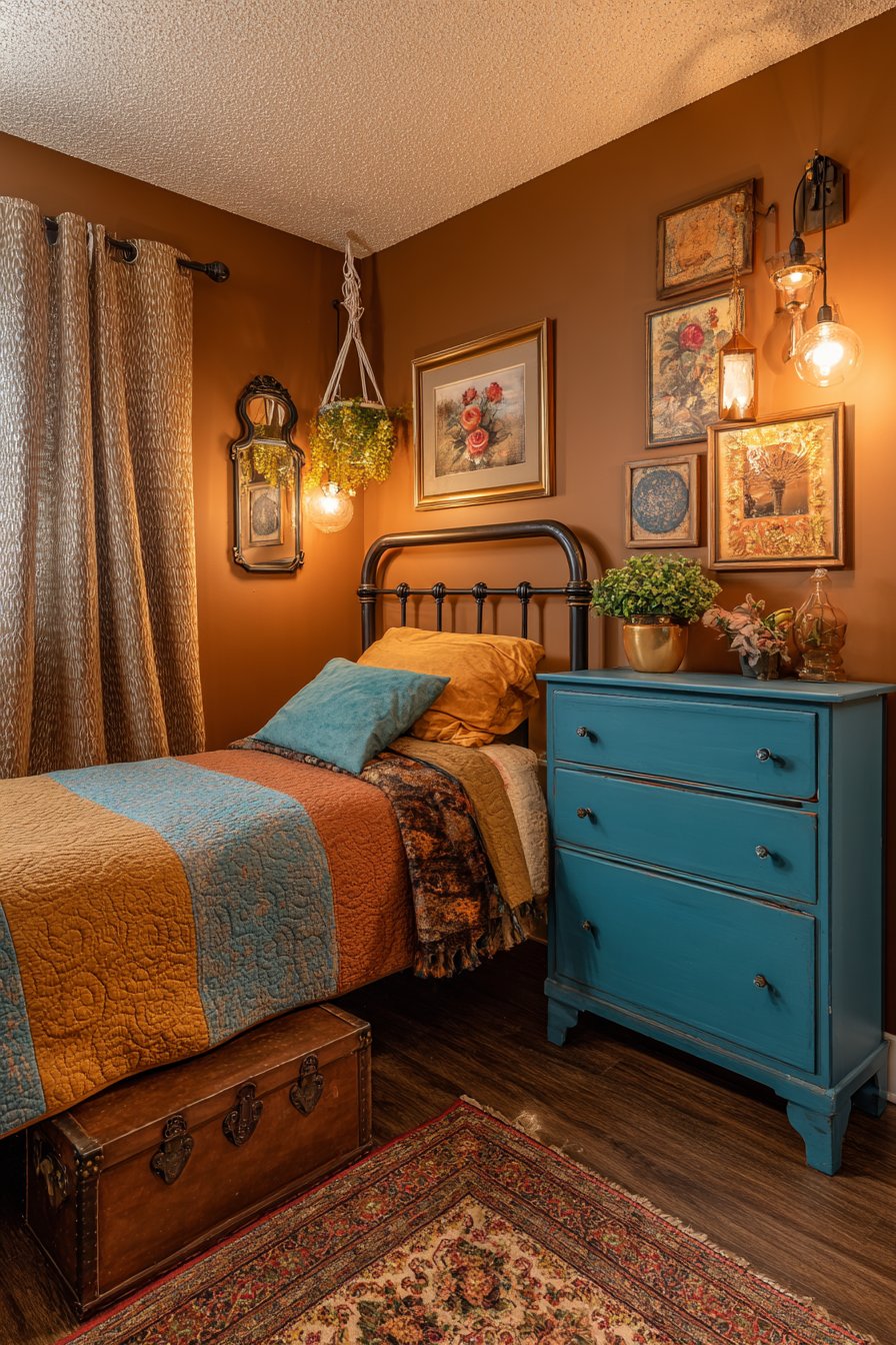 Vintage Eclectic Guest Room Celebrating Collected Treasures