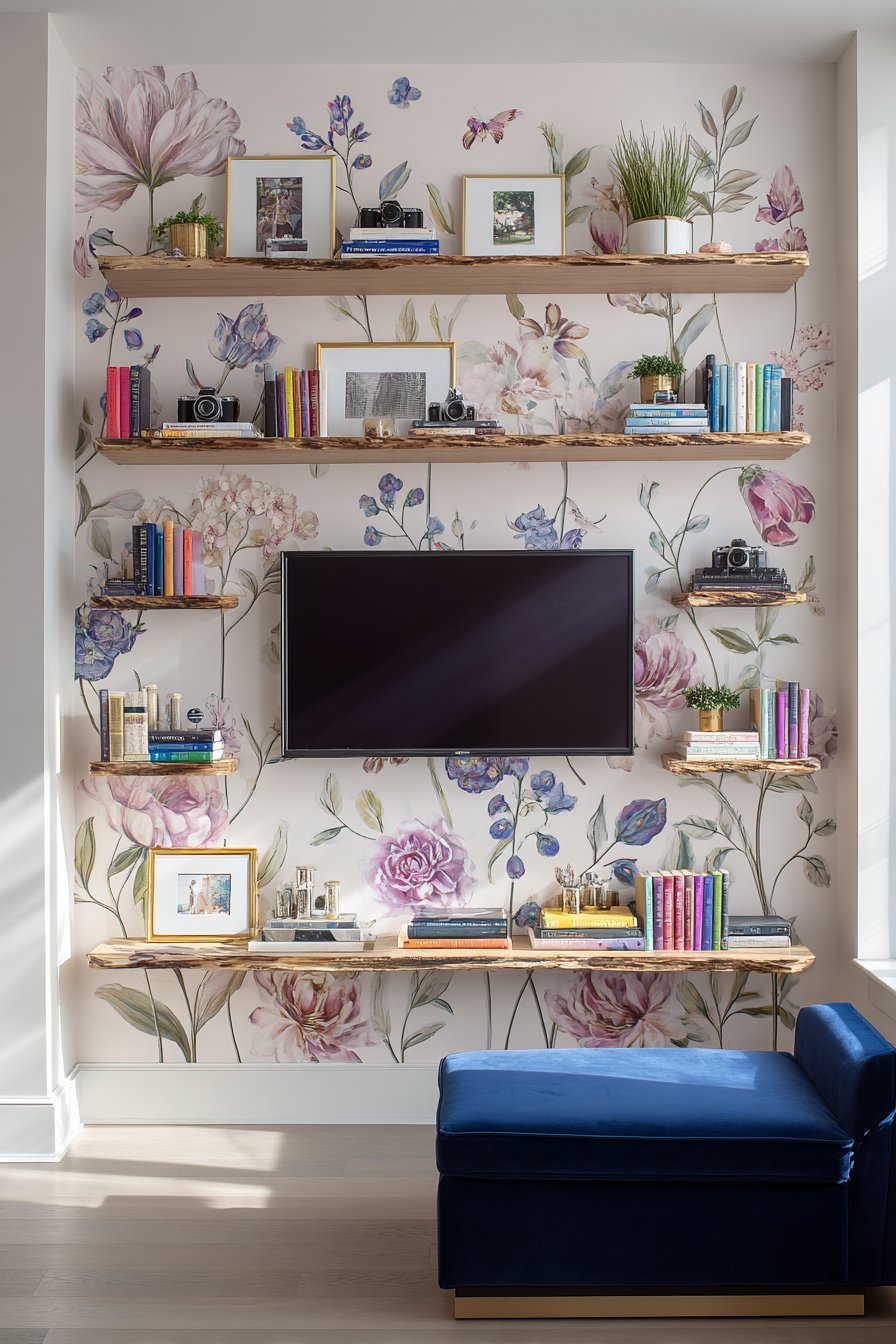 Romantic Floral Media Wall