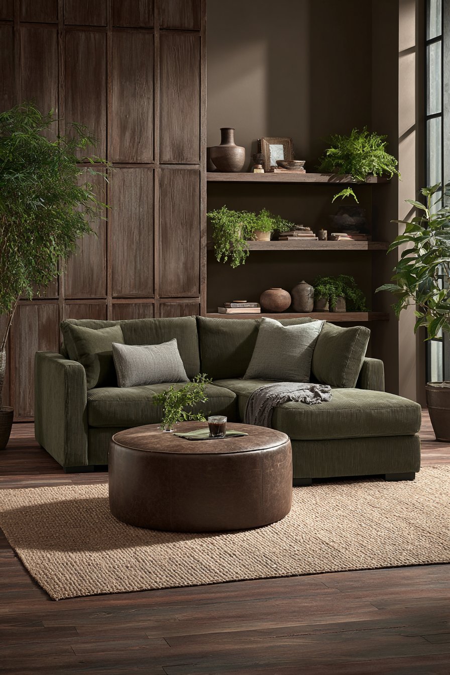 Moss Green Performance Fabric Family Room