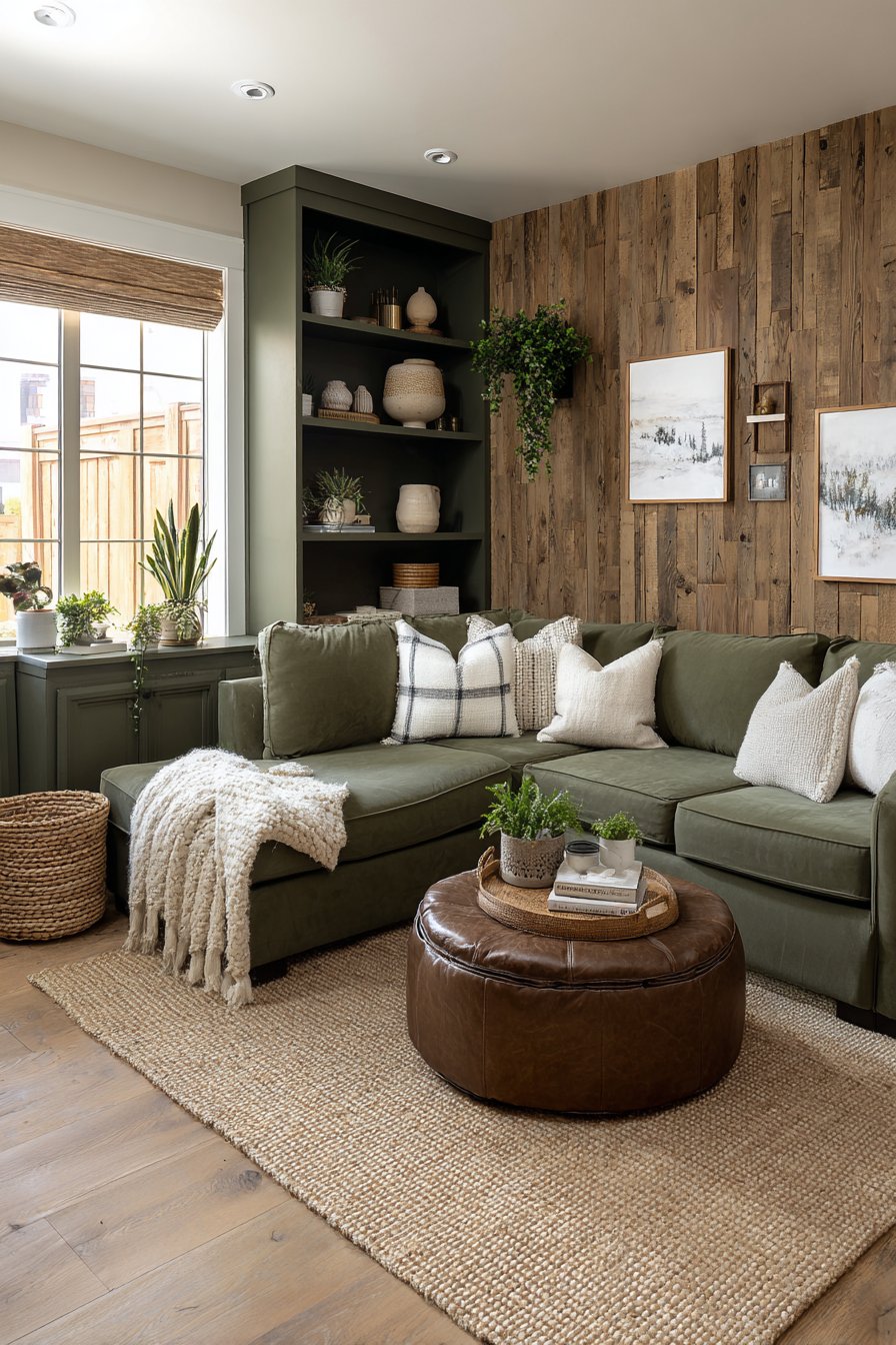 Moss Green Performance Fabric Family Room