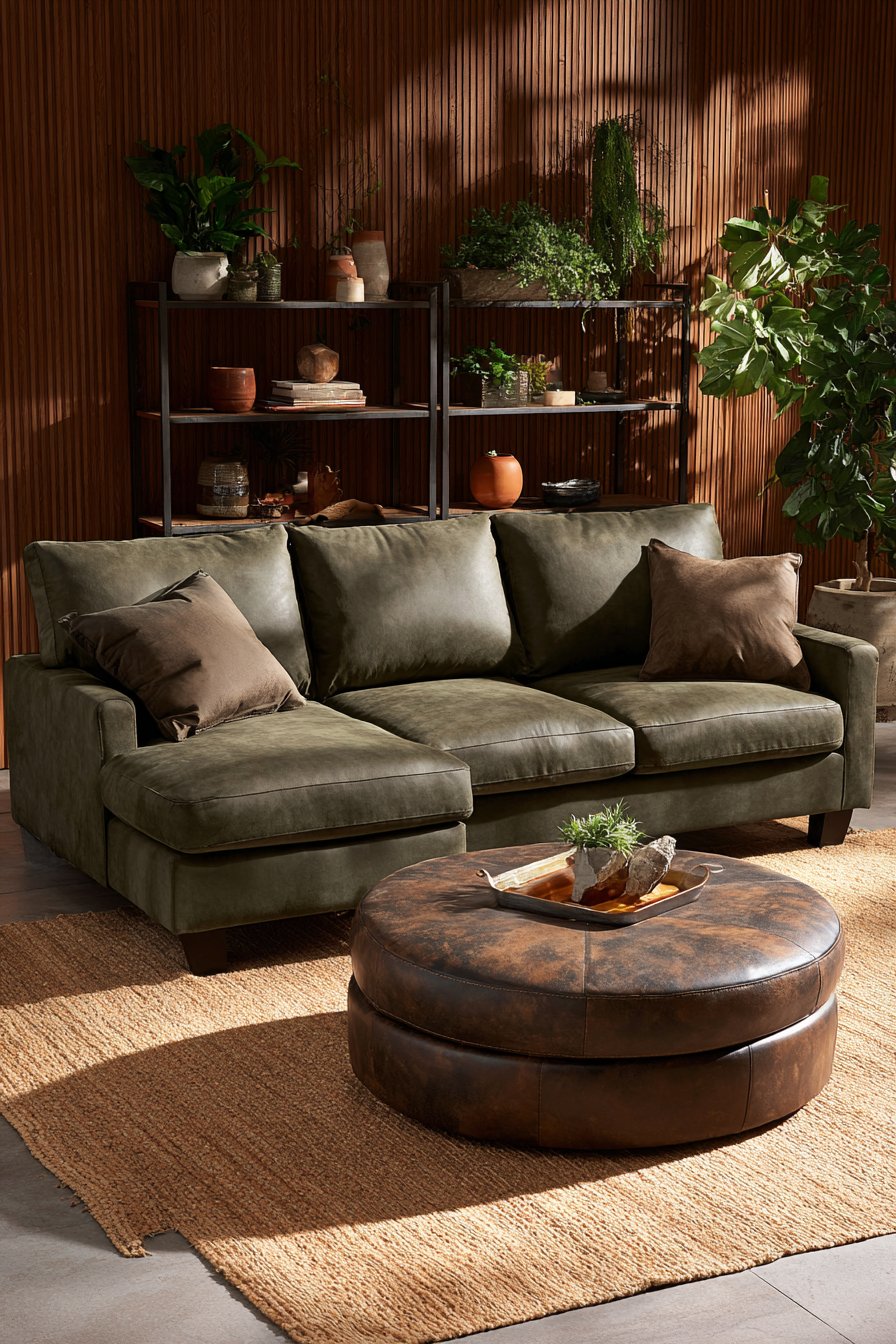 Moss Green Performance Fabric Family Room