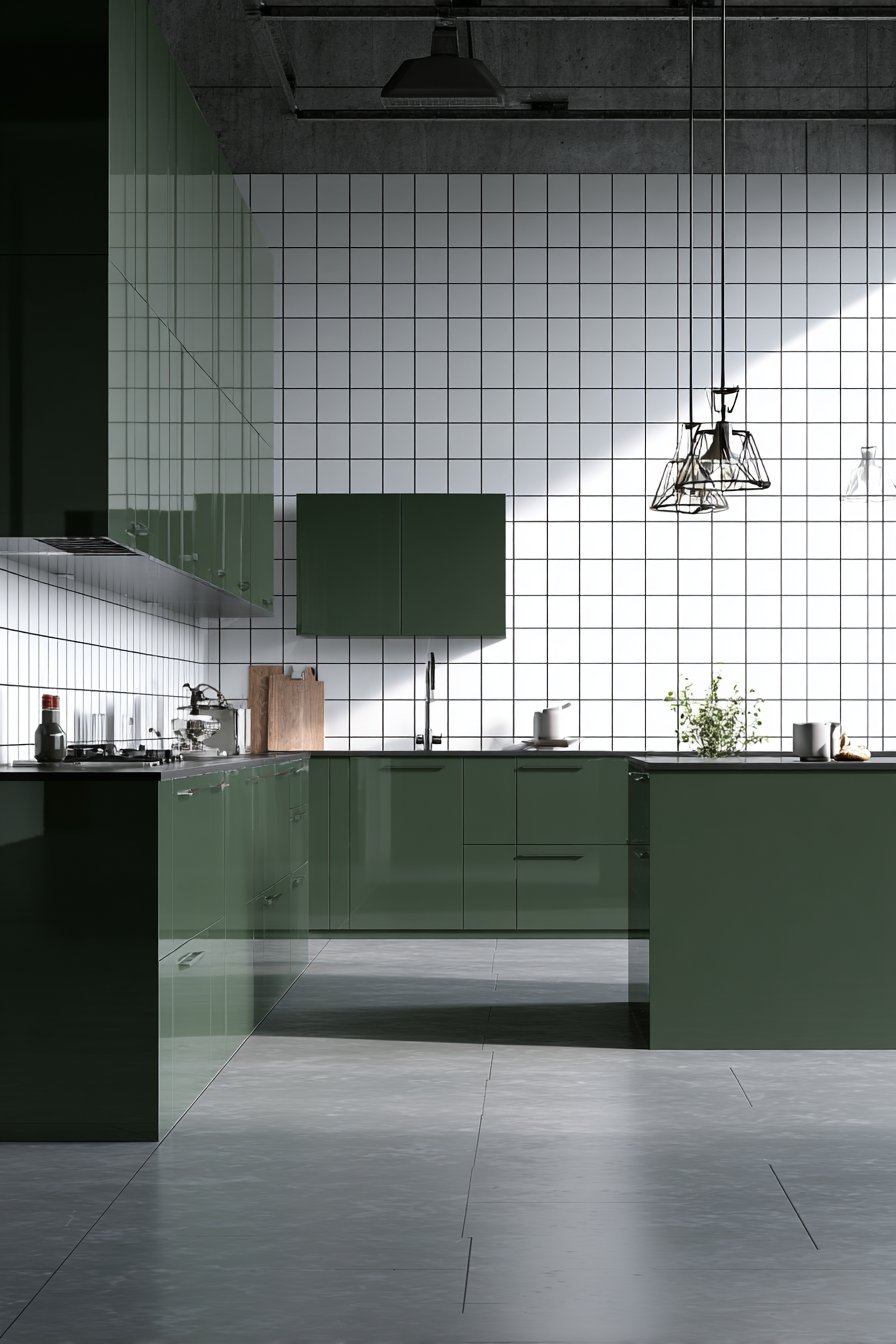 High-Gloss Bottle Green Contemporary