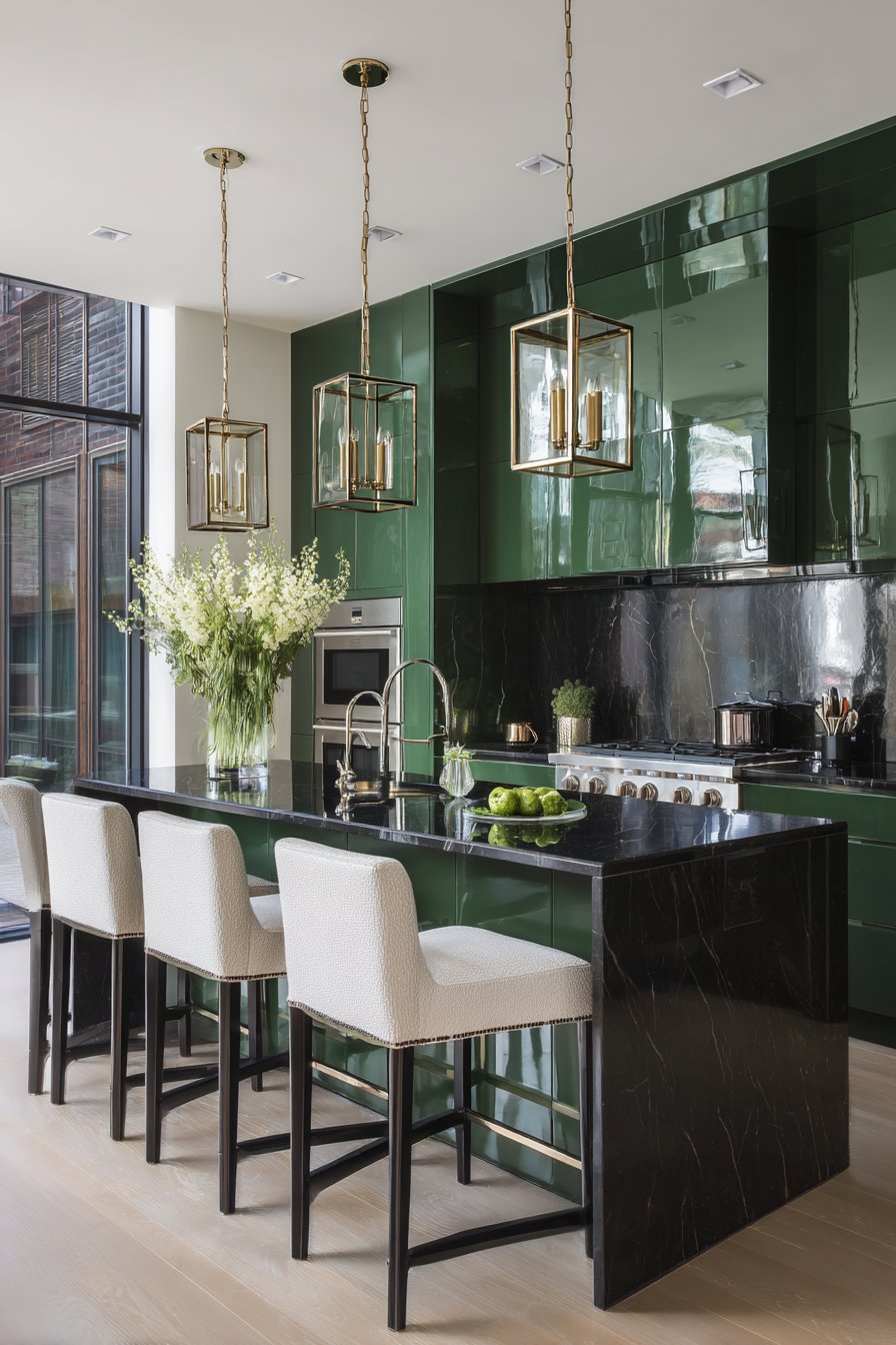 High-Gloss Bottle Green Contemporary