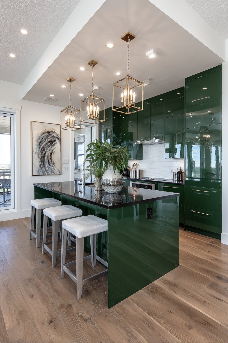 High-Gloss Bottle Green Contemporary