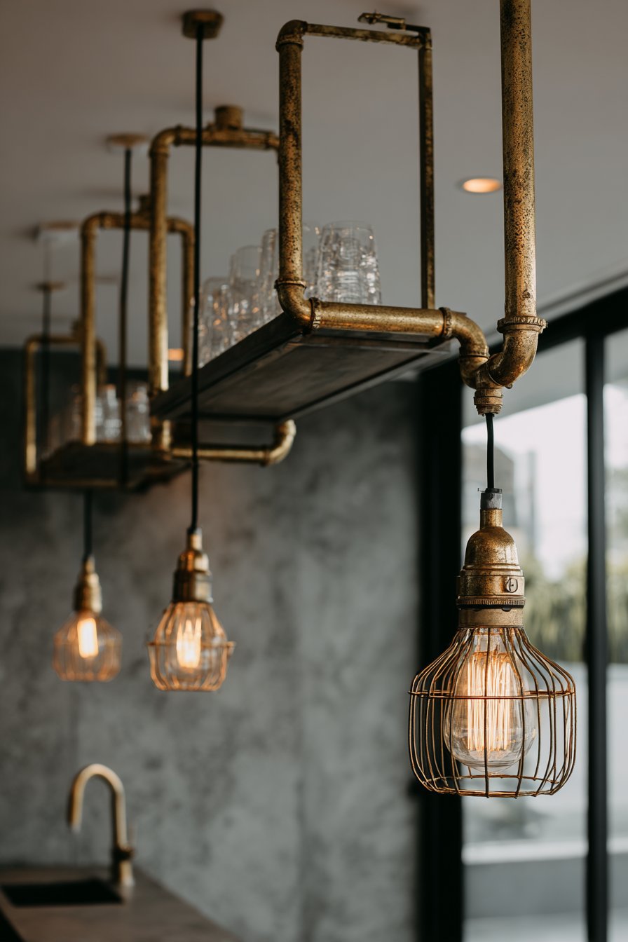 Industrial Exposed Brass Plumbing Kitchen
