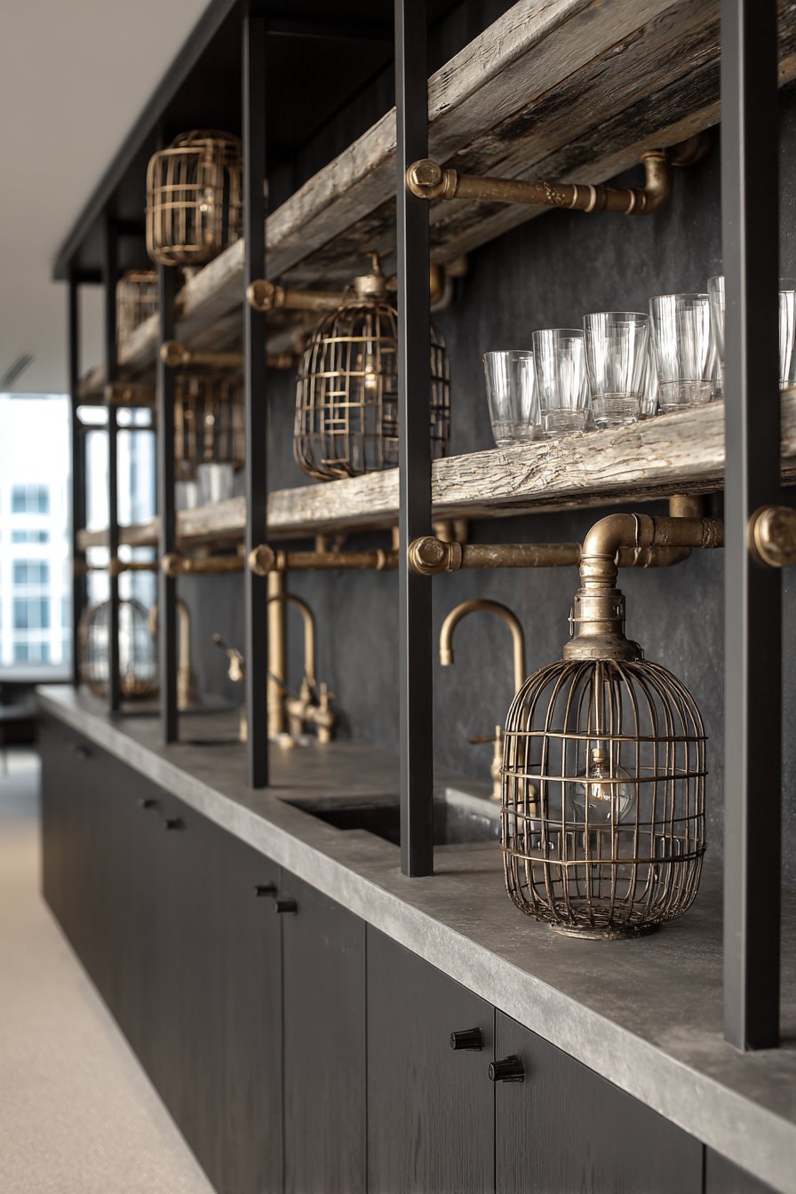 Industrial Exposed Brass Plumbing Kitchen