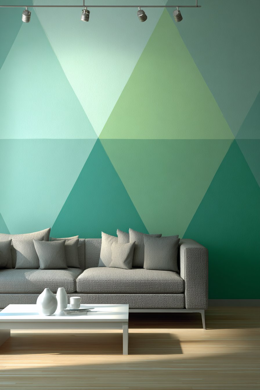 Geometric Green Accent Wall