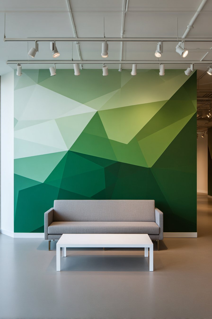 Geometric Green Accent Wall
