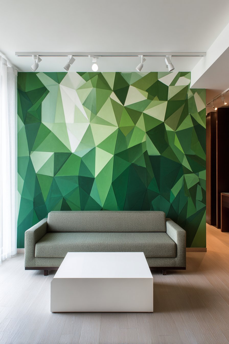 Geometric Green Accent Wall