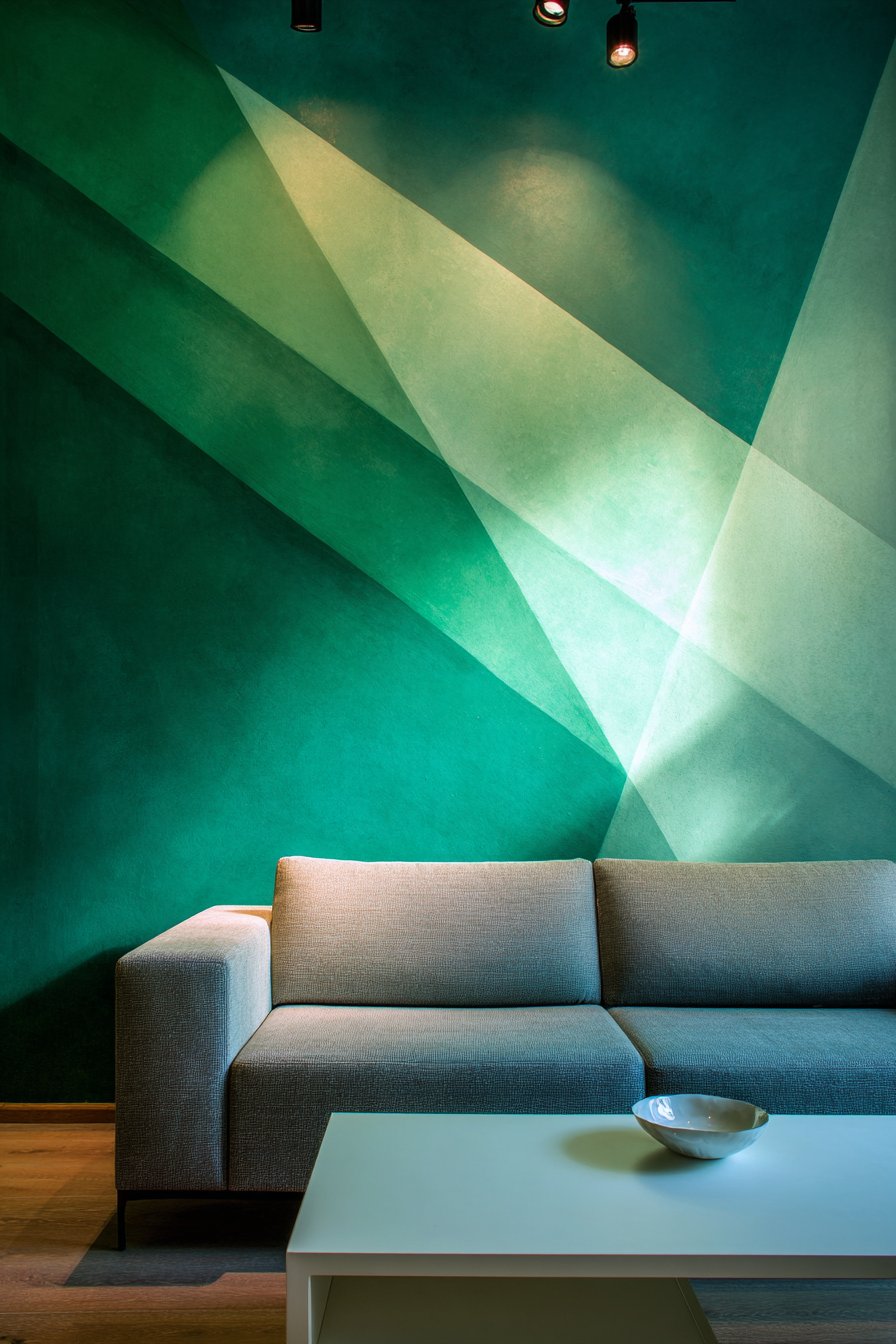 Geometric Green Accent Wall