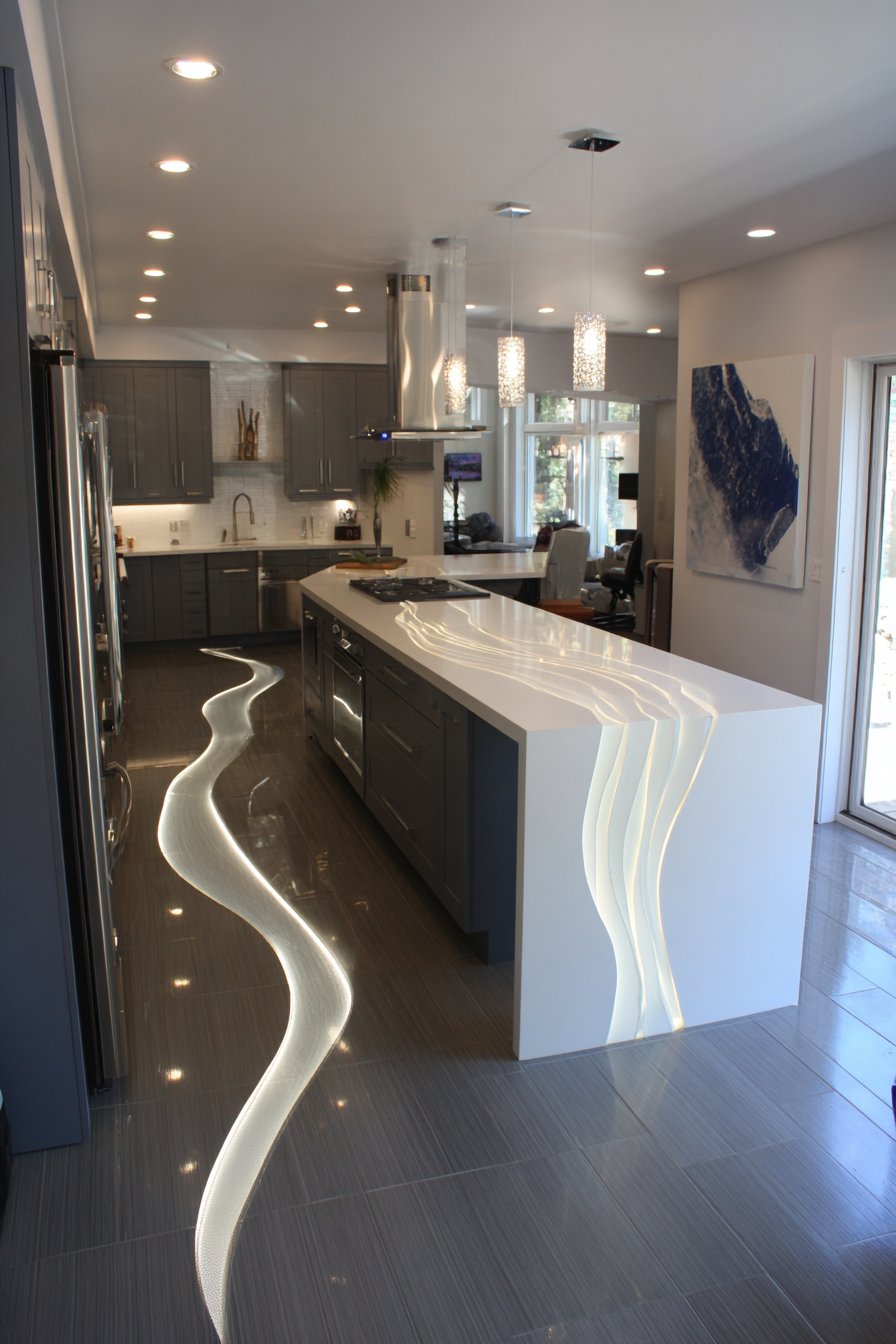 Streamlined Contemporary Grey and White Kitchen