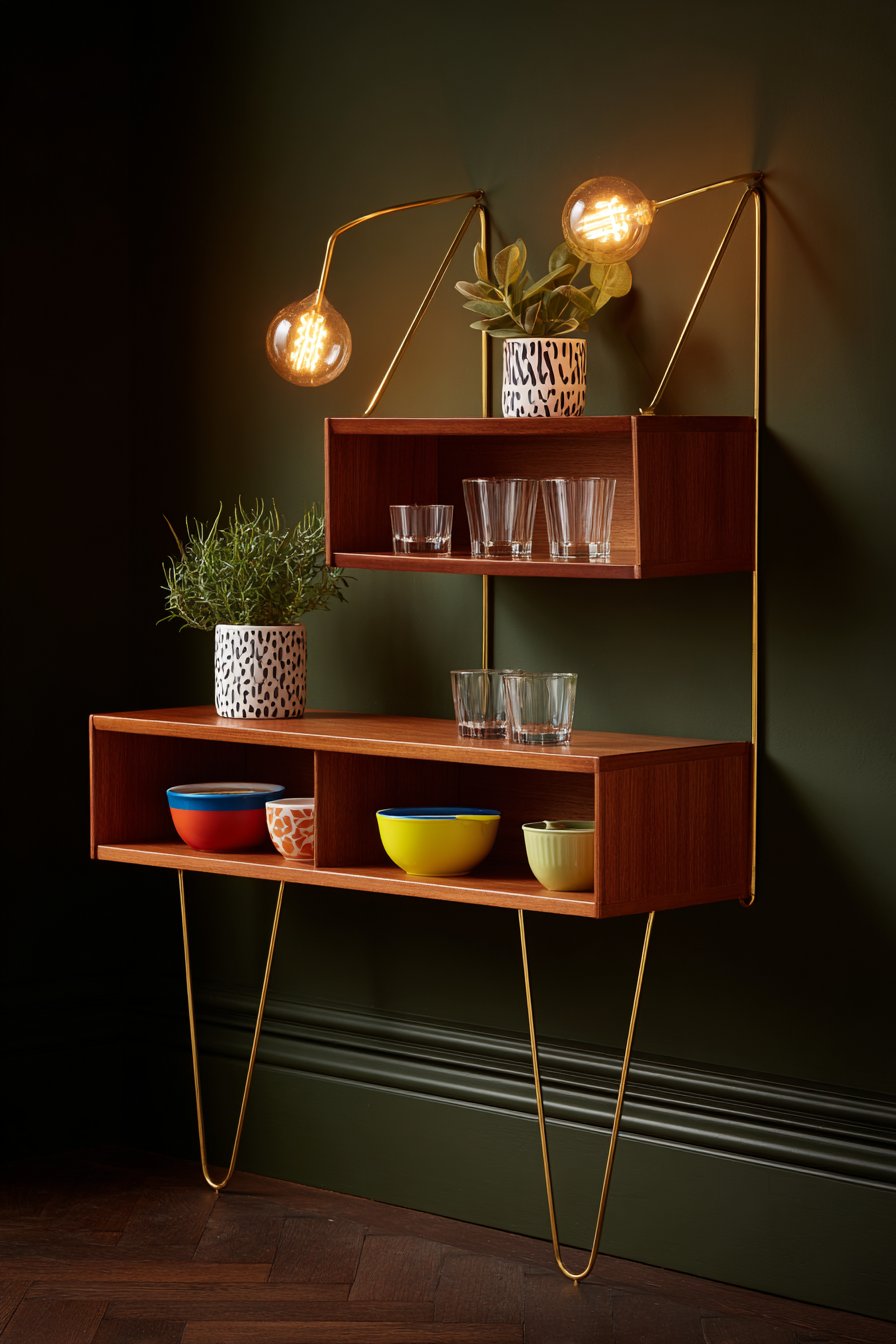 Mid-Century Teak Wall Shelving