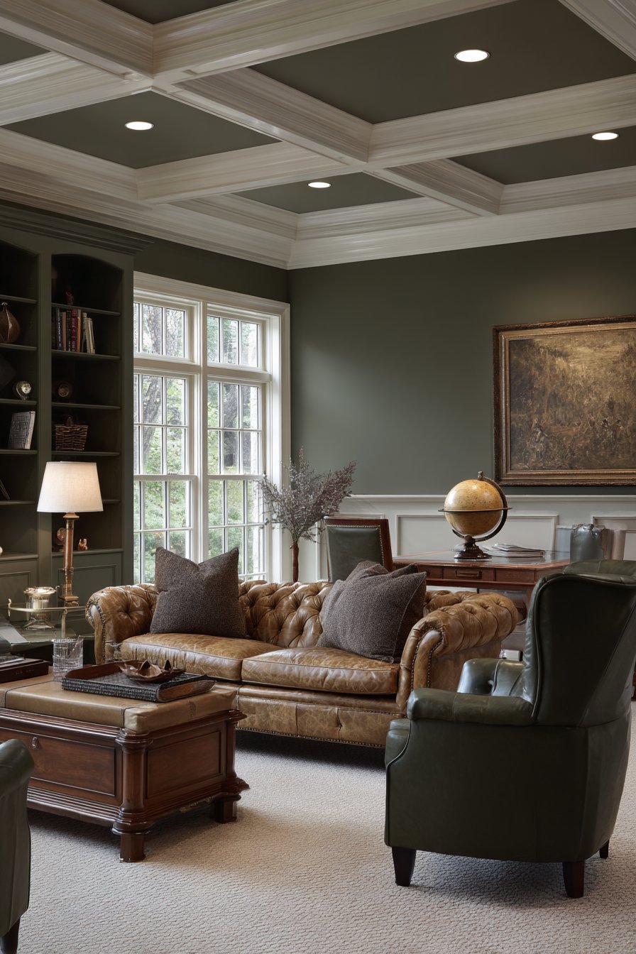 Coffered Ceiling Sage Richness