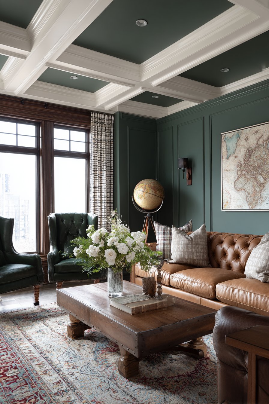 Coffered Ceiling Sage Richness