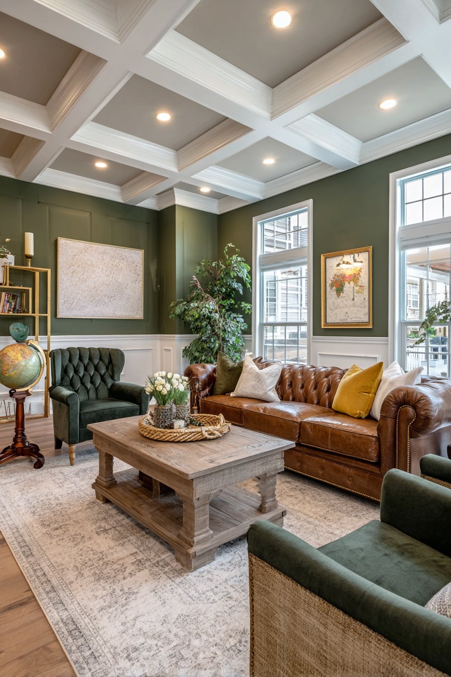 Coffered Ceiling Sage Richness