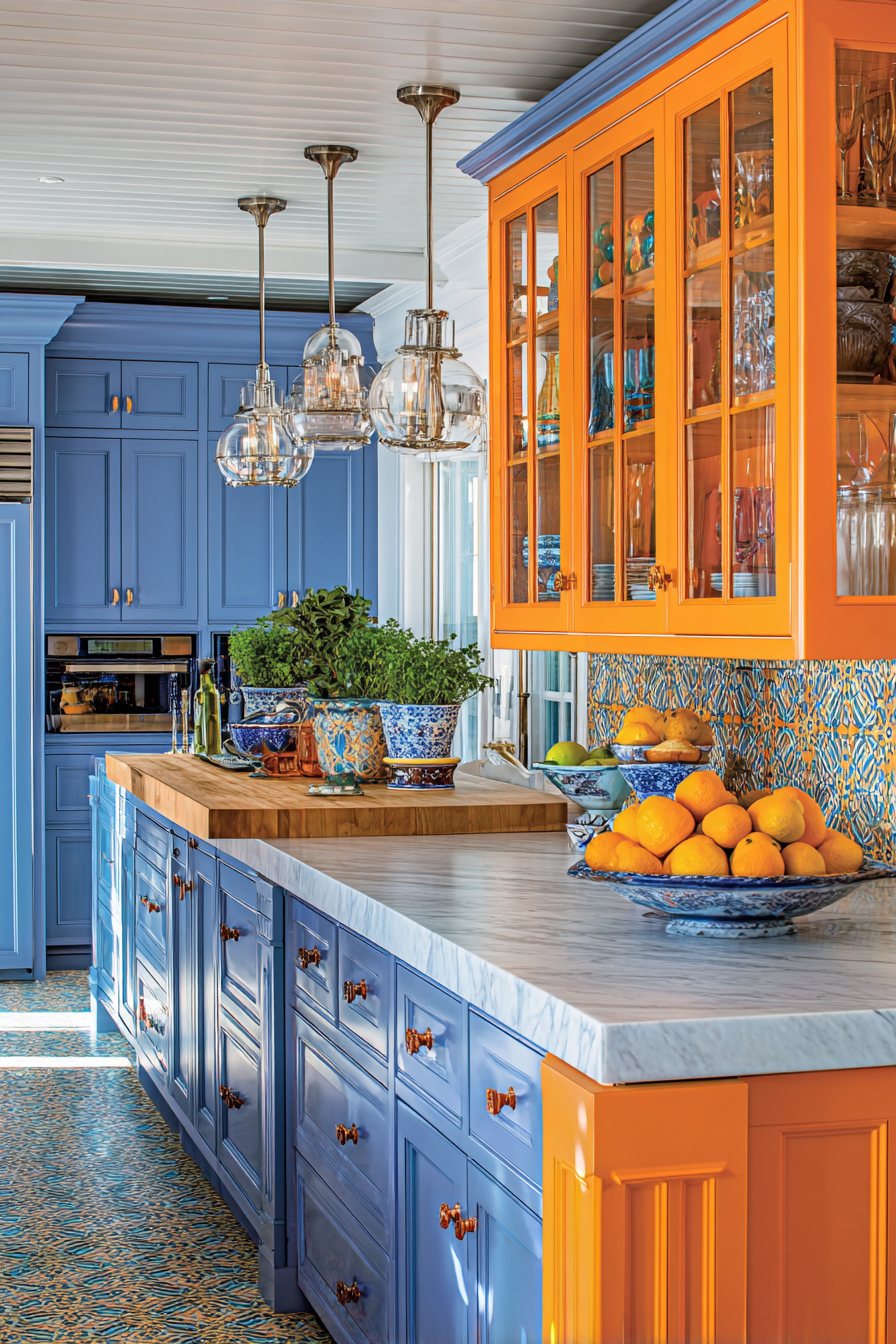 Eclectic Mixed Orange Kitchen