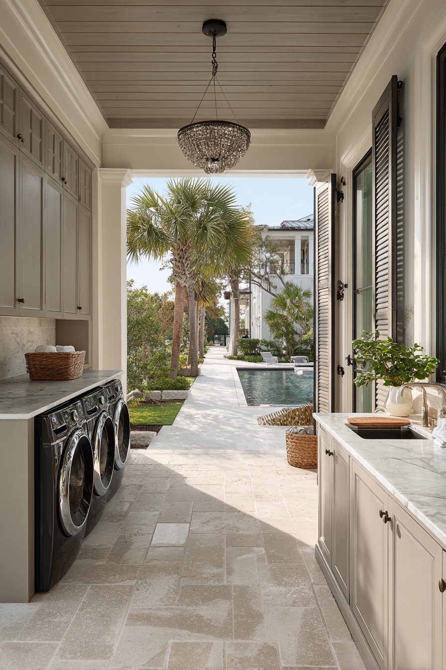 Luxury Poolside Cabana Laundry