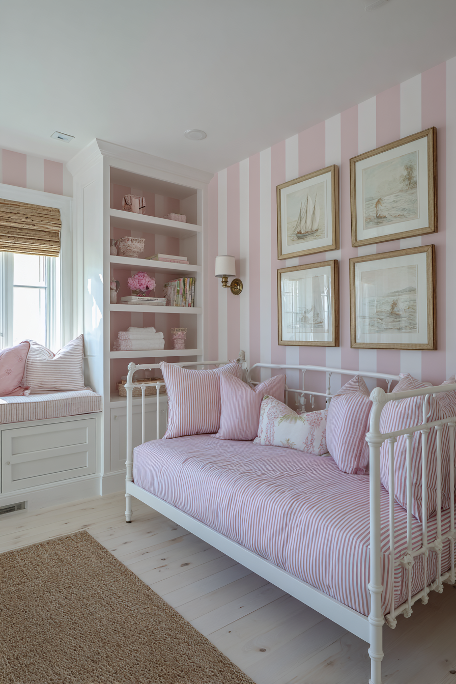 Fresh Pink and White Striped Preppy Design