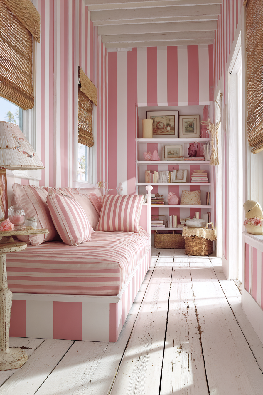 Fresh Pink and White Striped Preppy Design