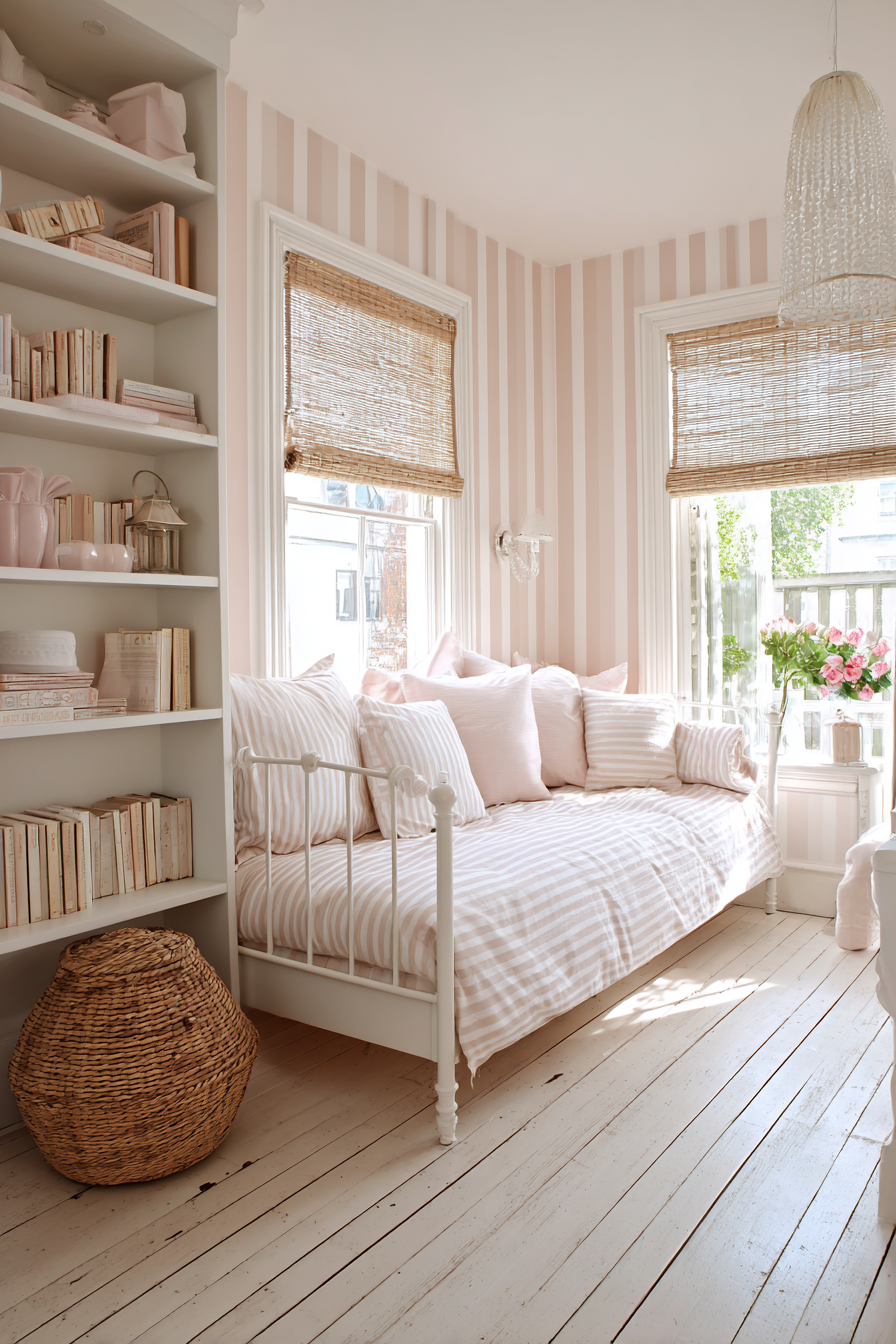 Fresh Pink and White Striped Preppy Design