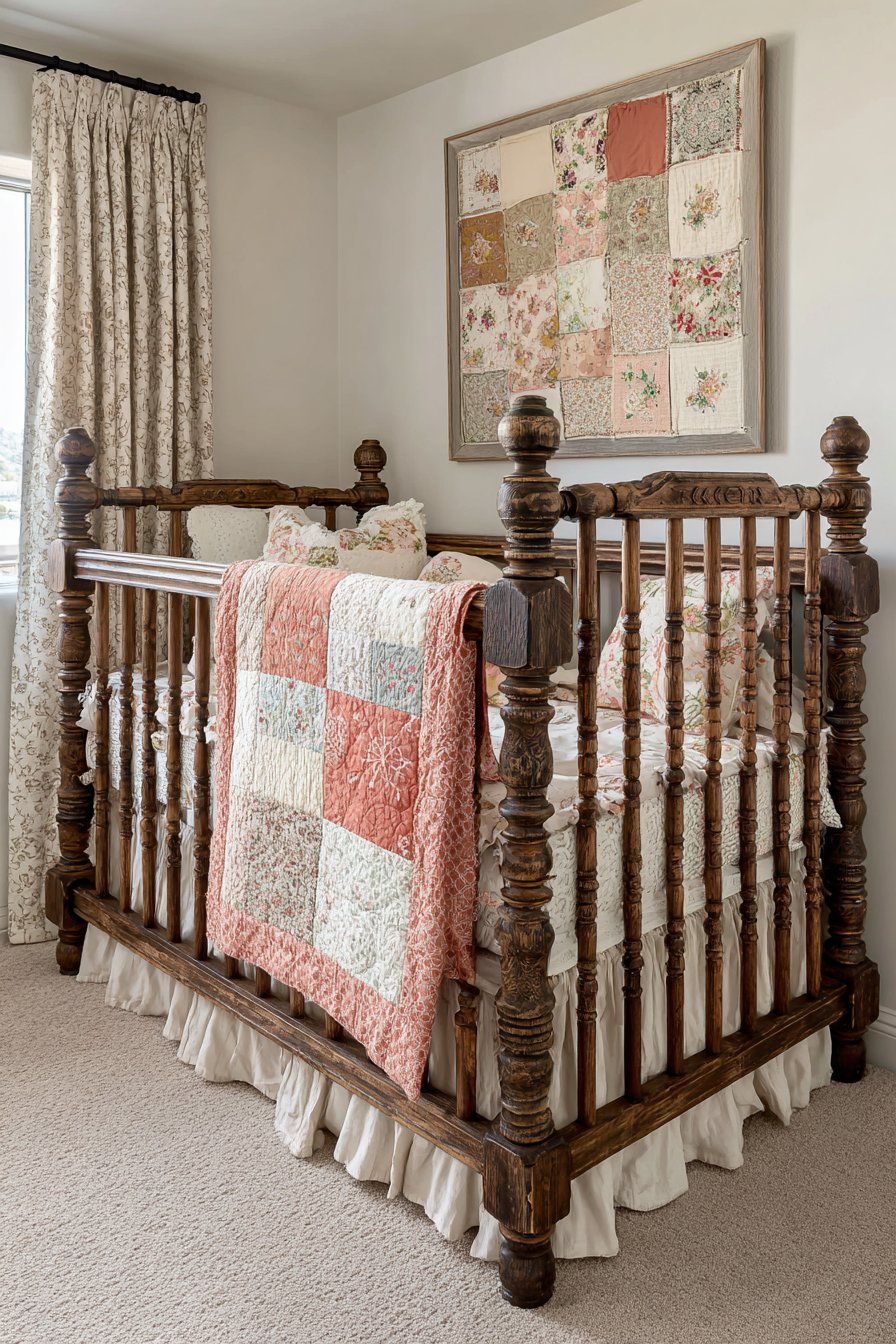 Carved Wood Crib as Beautiful Focal Point