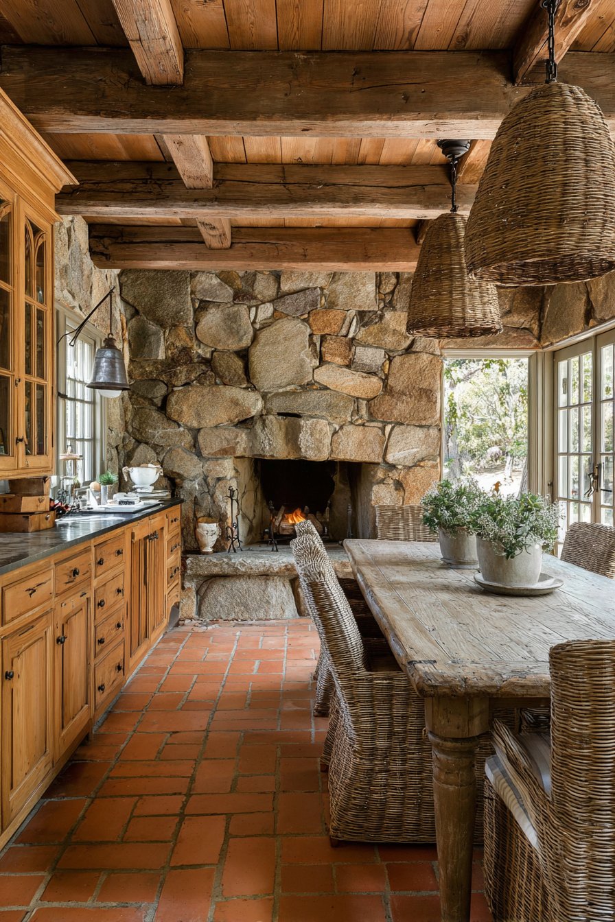 Stone Fireplace Kitchen Hearth
