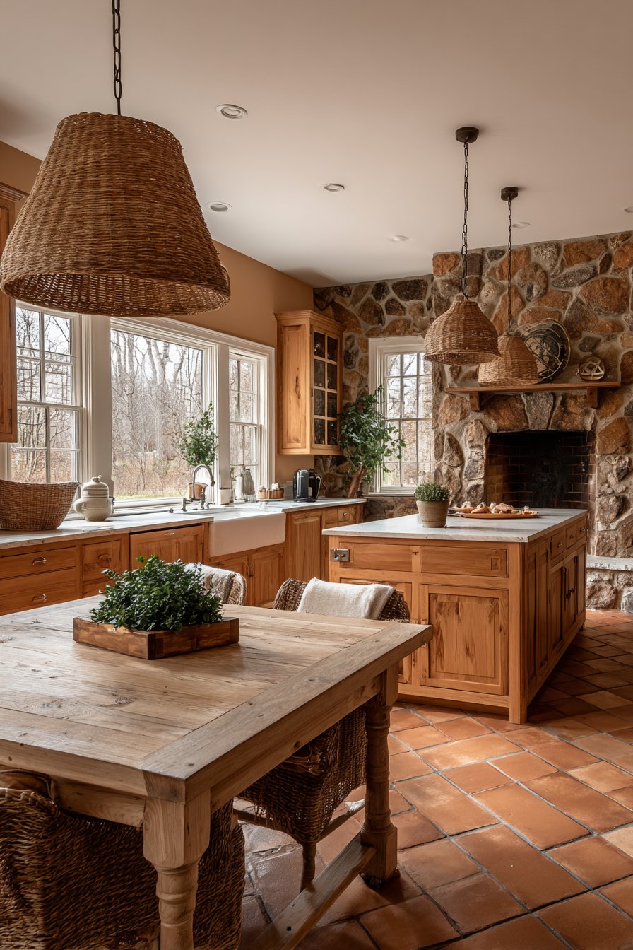 Stone Fireplace Kitchen Hearth