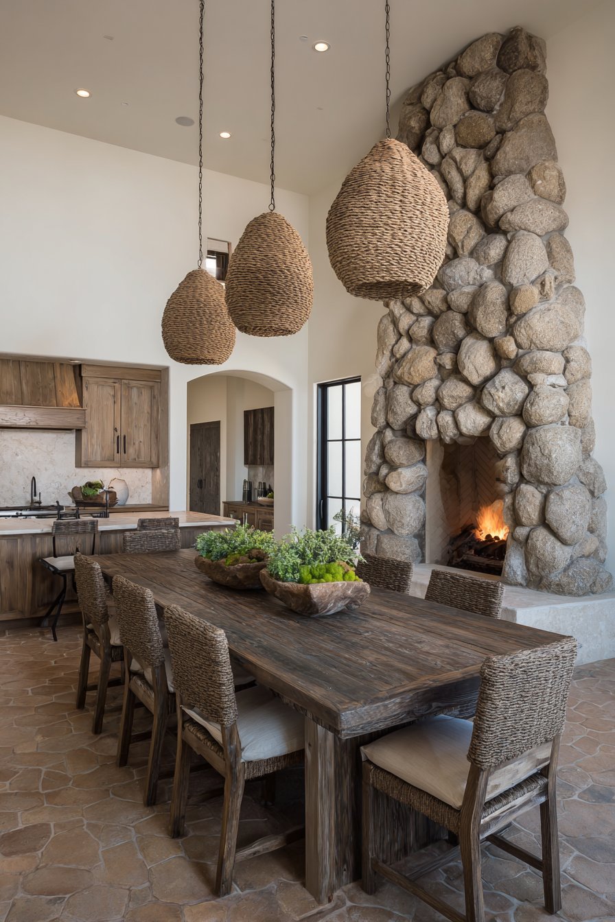 Stone Fireplace Kitchen Hearth