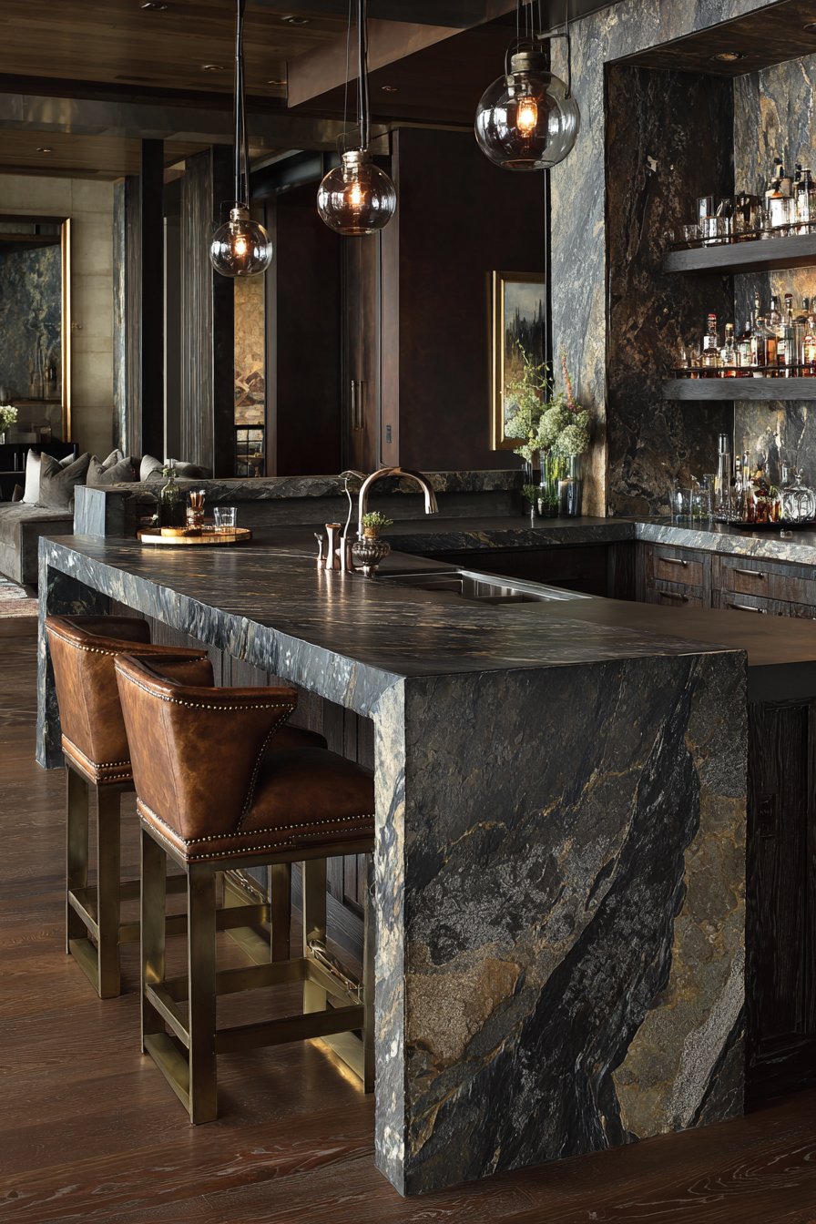 Custom Wet Bar Entertainment Area