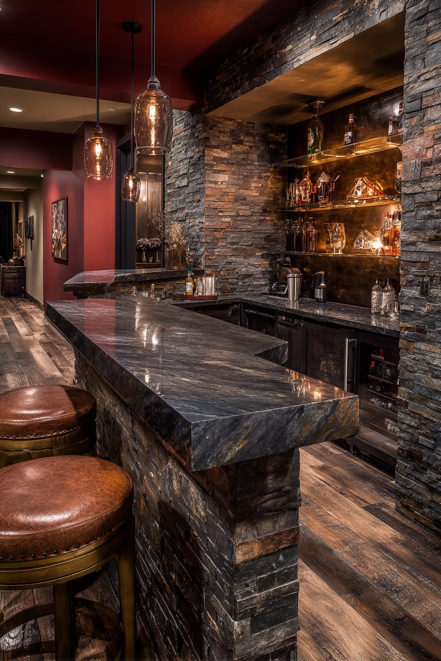 Custom Wet Bar Entertainment Area