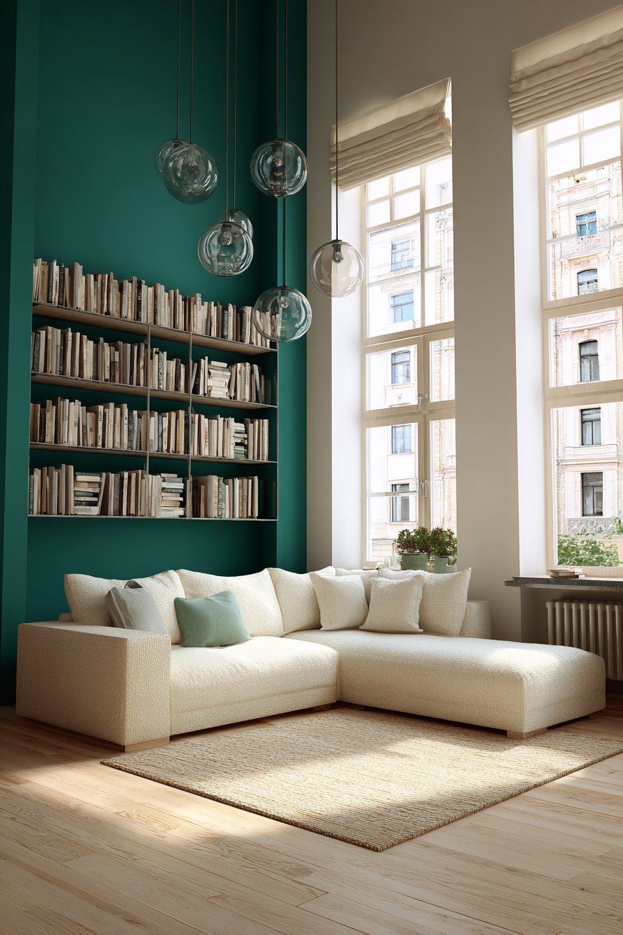 Bold Emerald Green Color-Blocked Wall