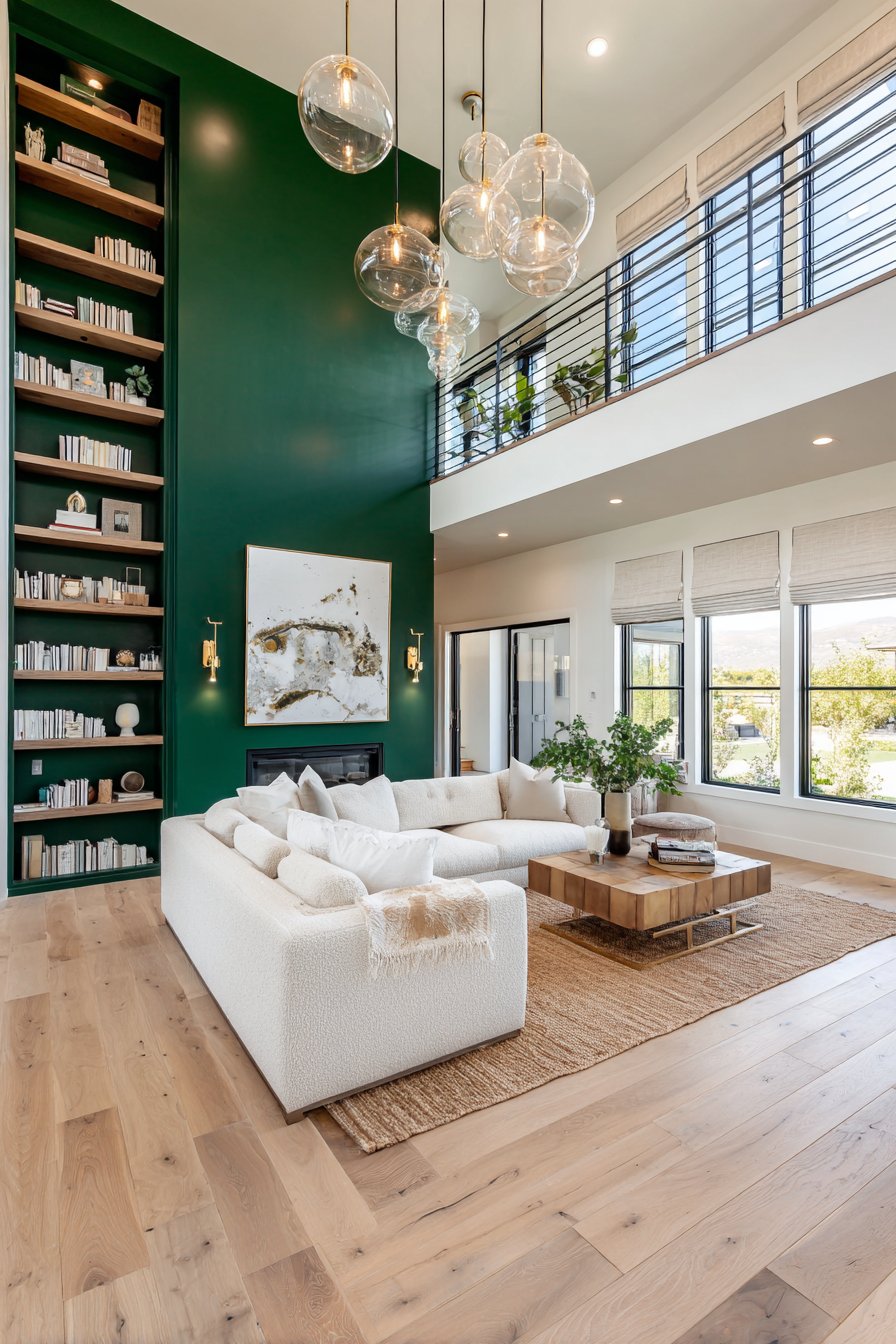 Bold Emerald Green Color-Blocked Wall