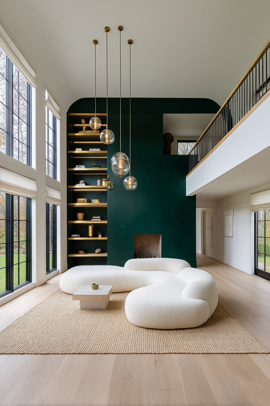 Bold Emerald Green Color-Blocked Wall