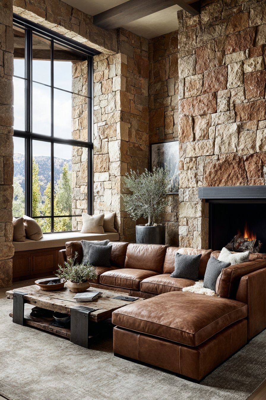 Floor-to-Ceiling Fieldstone Drama