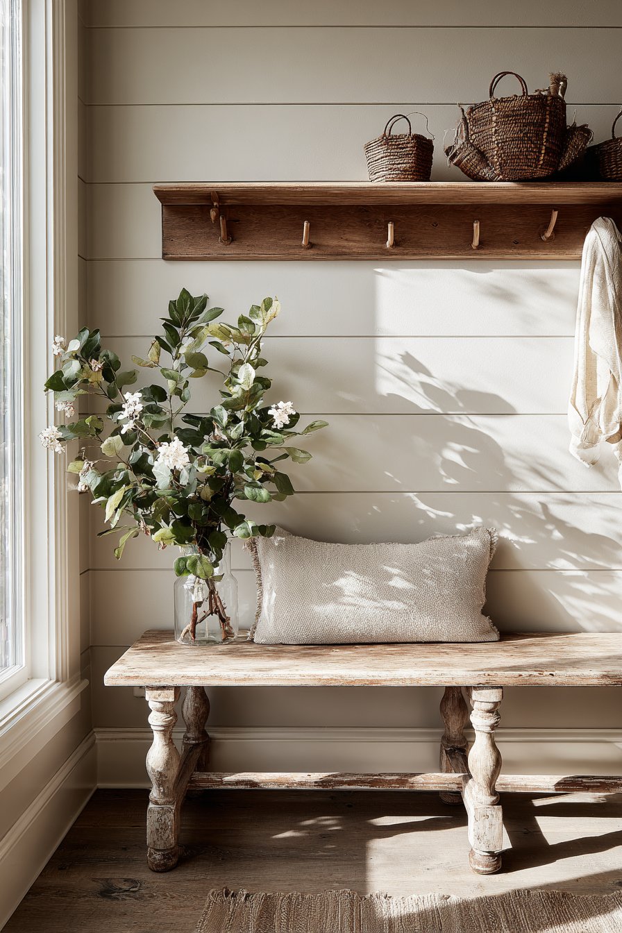 Shiplap Accent Wall with Peg Rail