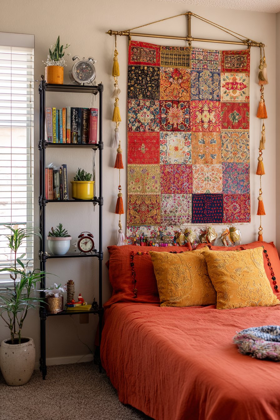 Patchwork Textile Wall Art Headboard