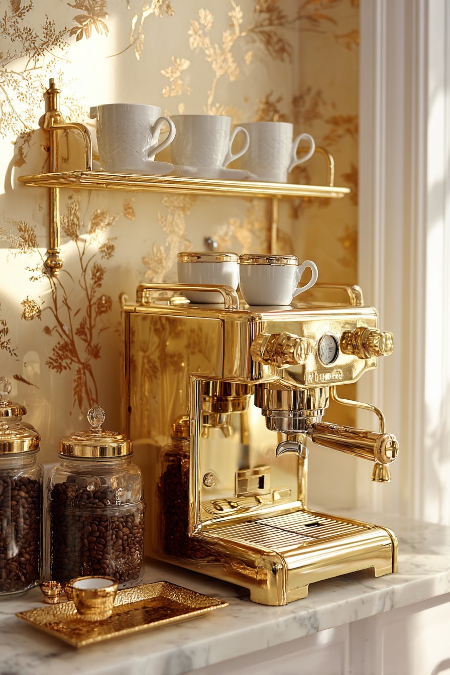 Luxury Coffee Station Gold Kitchen