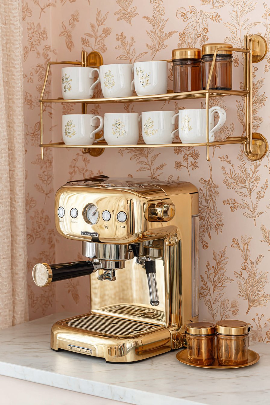 Luxury Coffee Station Gold Kitchen