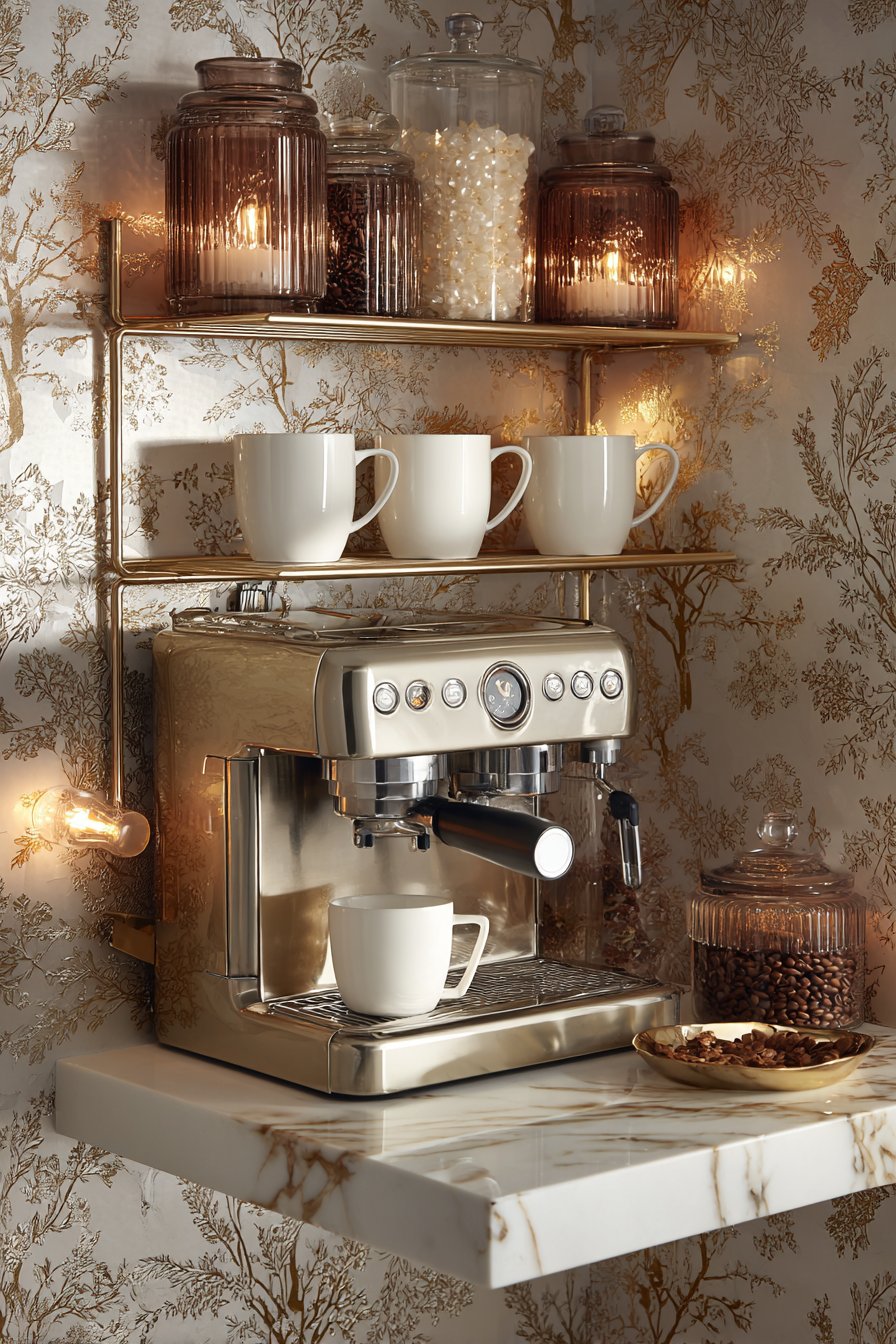 Luxury Coffee Station Gold Kitchen